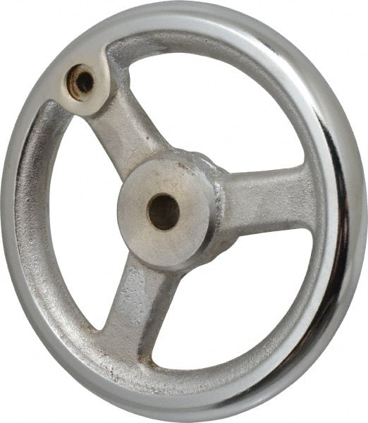 Gibraltar - 6", 3 Spoke Straight Handwheel - 1-1/2" Hub, Cast Iron, Chrome Plated Finish - Exact Tooling