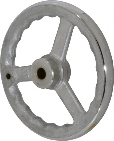 Gibraltar - 8", 3 Spoke Straight Handwheel - 1.8" Hub, Cast Iron, Chrome Plated Finish - Exact Tooling