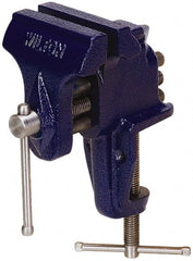 Wilton - 3" Jaw Width x 2-1/2" Jaw Opening Capacity, 2-5/8" Throat Depth, Bench & Pipe Combination Vise - 3/8" Max Pipe Capacity, Stationary Base, Clamp-On Attachment, Cast Iron - Exact Tooling