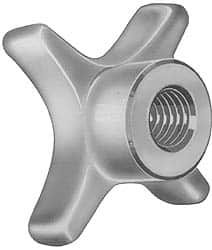 Made in USA - 3" Head Diam, 4 Point Lobed Knob - 5/8" Hole, Steel - Exact Tooling