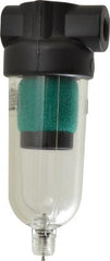Norgren - 1/8" Port Coalescing Filter - Polycarbonate Bowl, Manual Drain, 150 Max psi, 0.01 Micron Rating, 1.63" Wide x 4-1/4" High - Exact Tooling