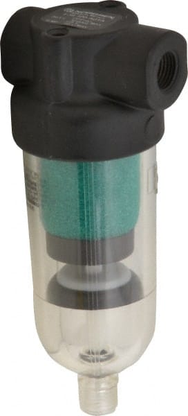 Norgren - 1/8" Port Coalescing Filter - Polycarbonate Bowl, Automatic Drain, 150 Max psi, 0.01 Micron Rating, 1.63" Wide x 4-1/4" High - Exact Tooling