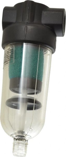 Norgren - 1/4" Port Coalescing Filter - Polycarbonate Bowl, Automatic Drain, 150 Max psi, 0.01 Micron Rating, 1.63" Wide x 4-1/4" High - Exact Tooling