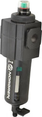 Norgren - 3/8" Port Coalescing Filter - Polycarbonate Bowl, Manual Drain, 150 Max psi, 0.01 Micron Rating, 2.68" Wide x 8.16" High - Exact Tooling