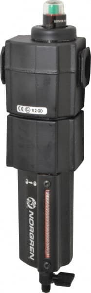 Norgren - 1/2" Port Coalescing Filter - Aluminum Bowl, Manual Drain, 250 Max psi, 0.01 Micron Rating, 3.15" Wide x 11.4" High - Exact Tooling