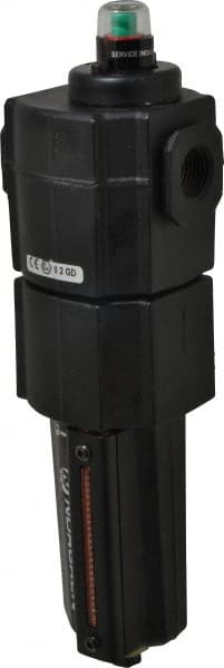 Norgren - 1/2" Port Coalescing Filter - Aluminum Bowl, Automatic Drain, 250 Max psi, 0.01 Micron Rating, 3.15" Wide x 11.4" High - Exact Tooling