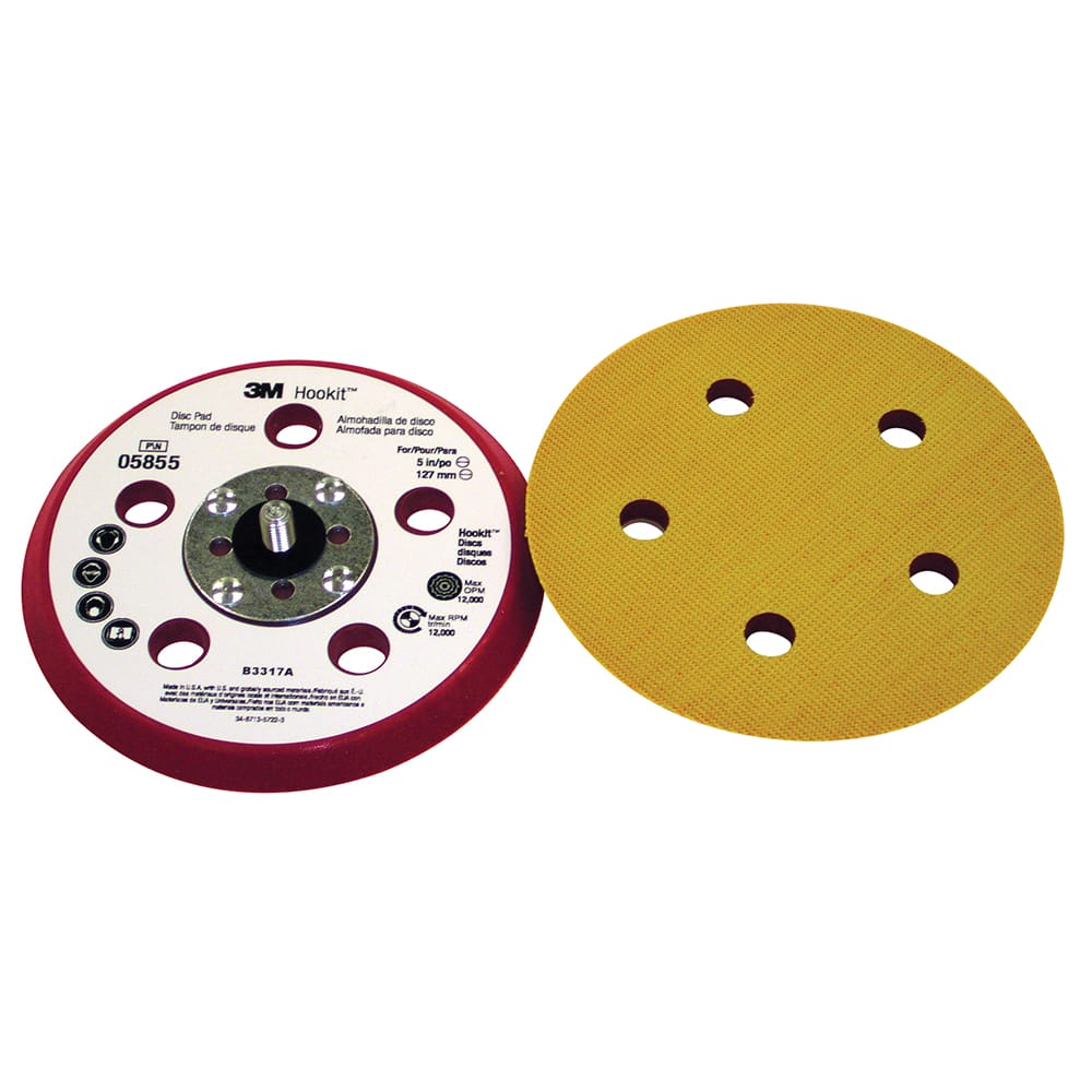 3M - Disc Backing Pads; Backing Pad Type: Hook & Loop ; Pad Diameter (Inch): 5 ; Maximum RPM: 12000.000 - Exact Tooling