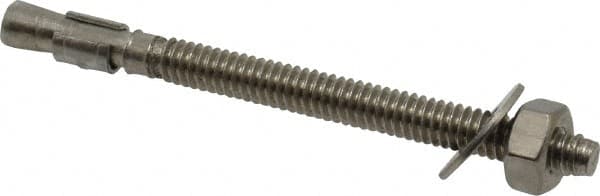 Red Head - 1/4" Diam, 1/4" Drill, 3-1/4" OAL, Wedge Expansion Concrete Anchor - 316 Stainless Steel, Hex Nut Head, Hex Drive, 2-1/4" Thread Length - Exact Tooling