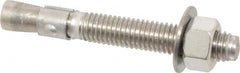 Red Head - 1/2" Diam, 1/2" Drill, 3-3/4" OAL, 3-3/16" Min Embedment Wedge Expansion Concrete Anchor - 304 Stainless Steel, Hex Nut Head, Hex Drive, 2-1/4" Thread Length - Exact Tooling