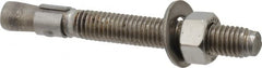 Red Head - 1/2" Diam, 1/2" Drill, 4-1/4" OAL, 2" Min Embedment Wedge Expansion Concrete Anchor - 304 Stainless Steel, Hex Nut Head, Hex Drive, 2-3/4" Thread Length - Exact Tooling