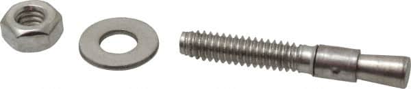 Red Head - 1/4" Diam, 1/4" Drill, 1-3/4" OAL, 1-5/8" Min Embedment Wedge Expansion Concrete Anchor - 304 Stainless Steel, Hex Nut Head, Hex Drive, 3/4" Thread Length - Exact Tooling