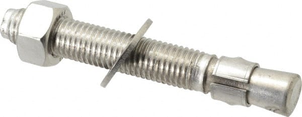 Red Head - 3/4" Diam, 3/4" Drill, 5-1/2" OAL, 2" Min Embedment Wedge Expansion Concrete Anchor - 304 Stainless Steel, Hex Nut Head, Hex Drive, 3-5/8" Thread Length - Exact Tooling