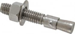 Red Head - 3/8" Diam, 3/8" Drill, 2-1/4" OAL, 1-5/8" Min Embedment Wedge Expansion Concrete Anchor - 304 Stainless Steel, Hex Nut Head, Hex Drive, 1-1/8" Thread Length - Exact Tooling