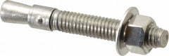 Red Head - 3/8" Diam, 3/8" Drill, 2-3/4" OAL, 2-1/2" Min Embedment Wedge Expansion Concrete Anchor - 304 Stainless Steel, Hex Nut Head, Hex Drive, 1-5/8" Thread Length - Exact Tooling