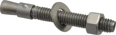 Red Head - 3/8" Diam, 3/8" Drill, 3" OAL, 2" Min Embedment Wedge Expansion Concrete Anchor - 304 Stainless Steel, Hex Nut Head, Hex Drive, 1-3/4" Thread Length - Exact Tooling