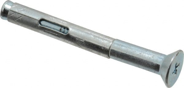 Red Head - 1/4" Diam, 1/4" Drill, 2-1/4" OAL, Sleeve Concrete Anchor - Steel, Zinc-Plated Finish, Flat Head, Phillips Drive - Exact Tooling