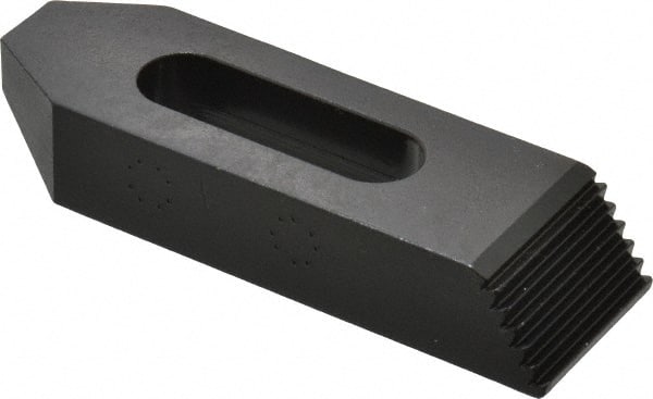 TE-CO - 1/2" Stud, Steel, Plain Strap Clamp - 1-5/16" Travel, 4" OAL x 1-1/4" Wide x 3/4" High, Black Oxide Finish, Tapered Nose - Exact Tooling