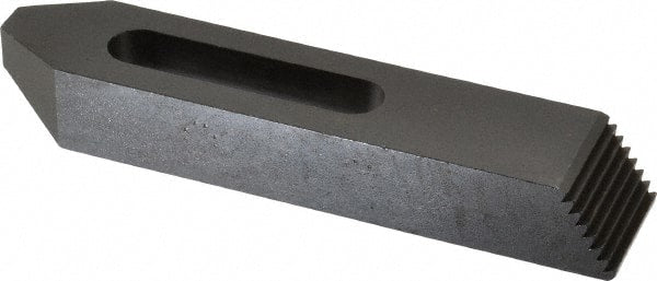 TE-CO - 1/2" Stud, Steel, Plain Strap Clamp - 2-1/16" Travel, 6" OAL x 1-1/4" Wide x 7/8" High, Black Oxide Finish, Tapered Nose - Exact Tooling