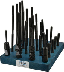 TE-CO - 38 Piece, 3/8-16 Stud, 7/16" T Slot, T Nut & Stud Kit - 11/16" T-Slot Nut Width, 3, 4, 5, 6, 7, 8" Stud Lengths - Exact Tooling