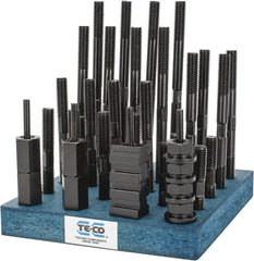 TE-CO - 38 Piece, 1/2-13 Stud, 9/16" T Slot, T Nut & Stud Kit - 7/8" T-Slot Nut Width, 3, 4, 5, 6, 7, 8" Stud Lengths - Exact Tooling