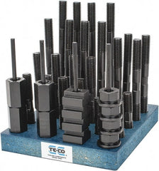TE-CO - 38 Piece, 5/8-11 Stud, 3/4" T Slot, T Nut & Stud Kit - 1-1/4" T-Slot Nut Width, 3, 4, 5, 6, 7, 8" Stud Lengths - Exact Tooling