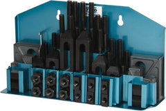 TE-CO - 52 Piece Fixturing Step Block & Clamp Set with 1" Step Block, 9/16" T-Slot, 1/2-13 Stud Thread - 7/8" Nut Width, 3, 4, 5, 6, 7 & 8" Stud Lengths - Exact Tooling