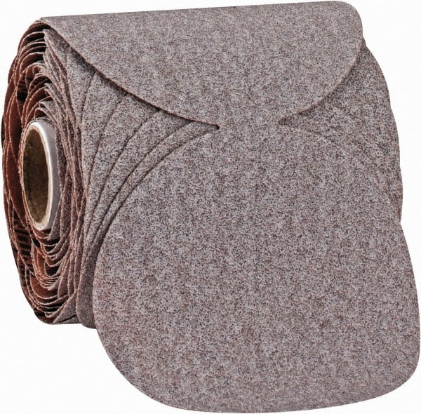 Norton - 3-1/2" Diam, 80 Grit Aluminum Oxide Adhesive PSA Disc - Coarse Grade, Natural, B Weighted Backing, Flexible - Exact Tooling