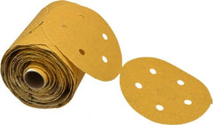 Norton - 5" Diam, 80 Grit Aluminum Oxide Adhesive PSA Disc - Coarse Grade, Gold, C Weighted Backing, Flexible - Exact Tooling