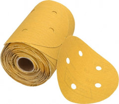 Norton - 5" Diam, 120 Grit Aluminum Oxide Adhesive PSA Disc - Fine Grade, Gold, C Weighted Backing, Flexible - Exact Tooling
