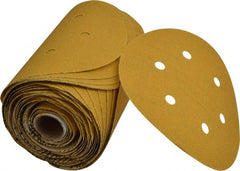 Norton - 6" Diam, 100 Grit Aluminum Oxide Adhesive PSA Disc - Medium Grade, Gold, C Weighted Backing, Flexible - Exact Tooling