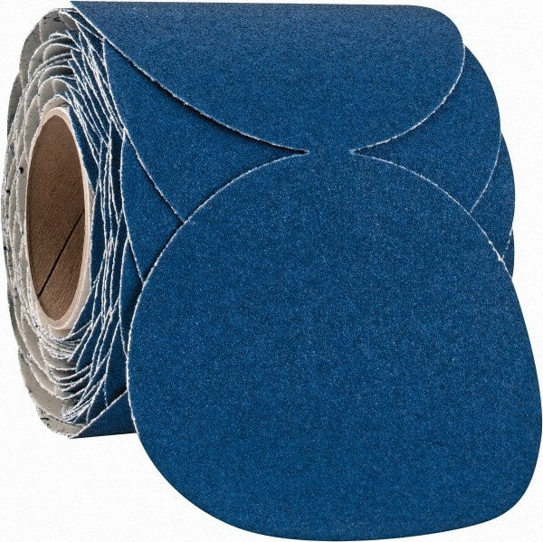 Norton - 6" Diam, 60 Grit Zirconia Alumina Adhesive PSA Disc - Coarse Grade, Blue, F Weighted Backing, Flexible - Exact Tooling