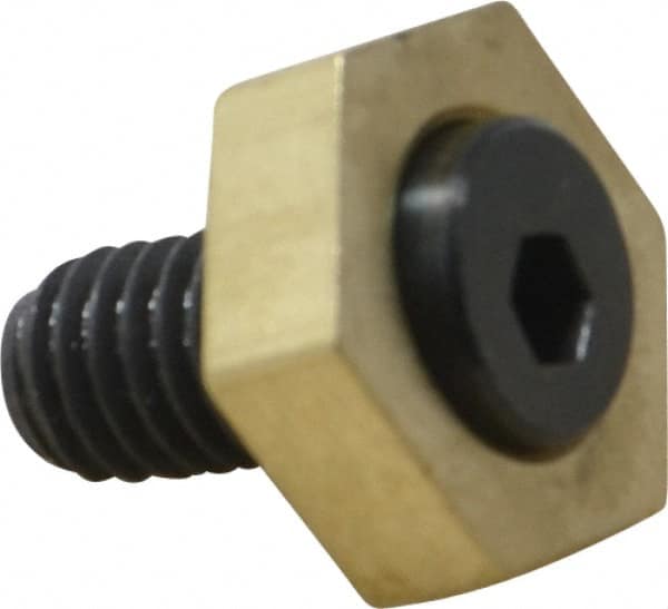 Mitee-Bite - 13/16" Brass Hex, 3/8-16 Stud Thread, Symmetrical Hex Clamp - 1/4" Hex Height, 2,000 Lb Holding Force, Hardened Steel Stud, 23/32" Long Thread, 20.8 Ft/Lb Torque, 10 Clamps - Exact Tooling