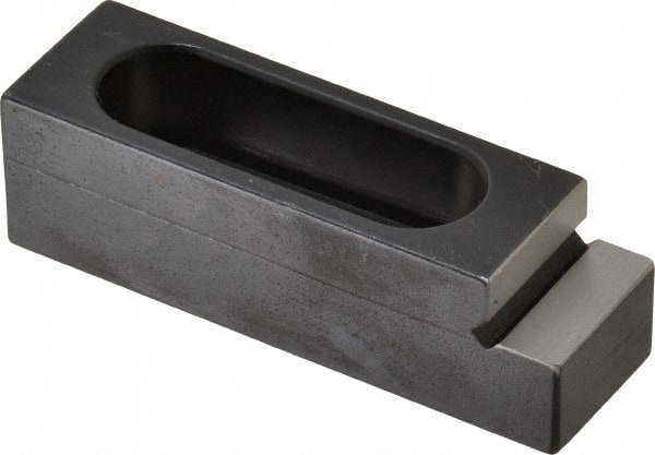 Mitee-Bite - 5/16" Stud, Stainless Steel, Plain Strap Clamp - 1.11" Travel, 2-1/2" OAL x 3/4" Wide x 3/4" High, Stepped Nose - Exact Tooling