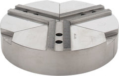 Abbott Workholding Products - 10" & Up Chuck Capacity, 1.5mm x 60° Serrated Attachment, Round Soft Lathe Chuck Jaw - 3 Jaws, Steel, 1.1811" Btw Mount Hole Ctrs, 10" Wide x 2" High, 0.6299" Groove, 0.4724" & 12mm Fastener - Exact Tooling
