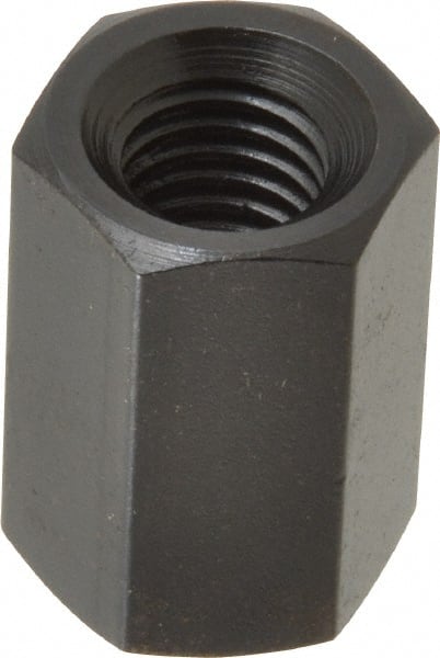 TE-CO - M10x1.50 Metric Coarse, 24mm OAL Steel Standard Coupling Nut - Black Oxide Coated, 16mm Width Across Flats - Exact Tooling