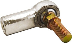 Made in USA - 3/8" ID, 1" Max OD, 9,550 Lb Max Static Cap, Female Spherical Rod End with Stud - 3/8-24 LH, 7/8" Shank Diam, 15/16" Shank Length, Alloy Steel with Steel Raceway - Exact Tooling