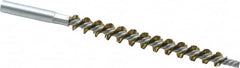 Schaefer Brush - 4" Brush Length, 7/16" Diam, Double Stem, Single Spiral Tube Brush - 6-1/4" Long, Brass, 12-24 Female Connection - Exact Tooling