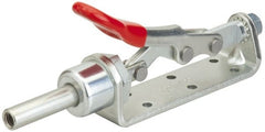 De-Sta-Co - 450 Lb Load Capacity, Flanged Base, Carbon Steel, Standard Straight Line Action Clamp - 6 Mounting Holes, 0.2" Mounting Hole Diam, 0.44" Plunger Diam, Thumb Handle - Exact Tooling