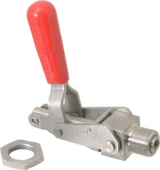 De-Sta-Co - 700 Lb Load Capacity, Mounting Plate Base, Stainless Steel, Standard Straight Line Action Clamp - 0.62" Plunger Diam, Straight Handle - Exact Tooling