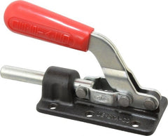 De-Sta-Co - 800 Lb Load Capacity, Flanged Base, Carbon Steel, Standard Straight Line Action Clamp - 6 Mounting Holes, 0.28" Mounting Hole Diam, 0.51" Plunger Diam, Straight Handle - Exact Tooling