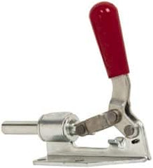De-Sta-Co - 300 Lb Load Capacity, Flanged Base, Carbon Steel, Standard Straight Line Action Clamp - 4 Mounting Holes, 0.27" Mounting Hole Diam, 0.44" Plunger Diam, Straight Handle - Exact Tooling