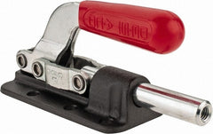 De-Sta-Co - 2,500 Lb Load Capacity, Flanged Base, Carbon Steel, Standard Straight Line Action Clamp - 6 Mounting Holes, 0.34" Mounting Hole Diam, 0.62" Plunger Diam, Straight Handle - Exact Tooling
