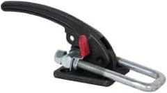 De-Sta-Co - 7,500 Lb Capacity, Horizontal, U Hook, Flanged Base, Carbon Steel Pull Action Latch Clamp - 2.19" Drawing Movement, 9.65" OAL, Threaded U Hook, Straight Handle - Exact Tooling