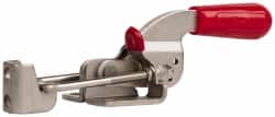 De-Sta-Co - 700 Lb Capacity, Horizontal, U Hook, Flanged Base, Stainless Steel Pull Action Latch Clamp - 1-3/4" Drawing Movement, 6.07" OAL, Threaded U Hook, Straight Handle - Exact Tooling