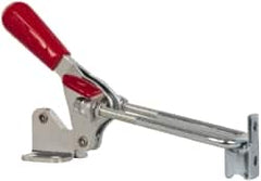 De-Sta-Co - 1,000 Lb Capacity, Vertical, U Hook, Flanged Base, Carbon Steel Pull Action Latch Clamp - 2.04" Drawing Movement, 4.1" OAL, Threaded U Hook, Straight Handle - Exact Tooling
