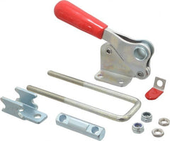 De-Sta-Co - 2,000 Lb Capacity, Vertical, U Hook, Flanged Base, Carbon Steel Pull Action Latch Clamp - 2.46" Drawing Movement, 5.77" OAL, Threaded U Hook, Straight Handle - Exact Tooling