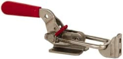 De-Sta-Co - 2,000 Lb Capacity, Horizontal, U Hook, Flanged Base, Stainless Steel Pull Action Latch Clamp - 2-1/2" Drawing Movement, 8.43" OAL, Threaded U Hook, Straight Handle - Exact Tooling