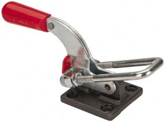 De-Sta-Co - 4,000 Lb Capacity, Horizontal, U Hook, Flanged Base, Carbon Steel Pull Action Latch Clamp - 3-1/2" Drawing Movement, 10.19" OAL, Threaded U Hook, Straight Handle - Exact Tooling