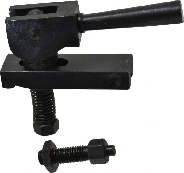 Value Collection - 1/2-13 Tap Size, Steel Strap Clamp Assembly - Center Cam, 5/8" Strap Thickness, 1" Travel, 4" Strap Len, 1-1/4" Strap Width - Exact Tooling
