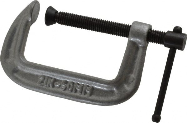 Gibraltar - Light-Duty 2" Max Opening, 1-1/8" Throat Depth, Cast Iron Standard C-Clamp - 400 Lb Capacity, 0" Min Opening, Standard Throat Depth, Malleable Cast Iron Screw - Exact Tooling